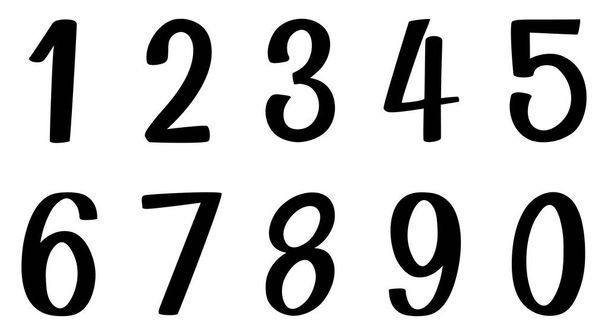 Σχεδιασμός γραμματοσειράς για την εικόνα λευκού φόντου από το νούμερο ένα έως το μηδέν - Διάνυσμα, εικόνα