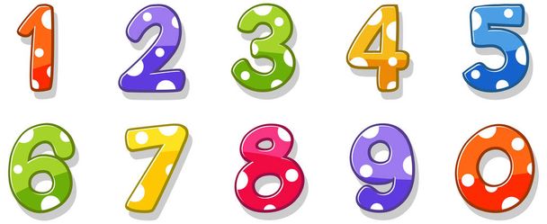 Font design for number one to zero on white background illustration - Vector, Image