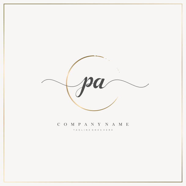 PA Initial Letter handwriting logo hand drawn template vector, logo for beauty, cosmetics, wedding, fashion and business - Διάνυσμα, εικόνα