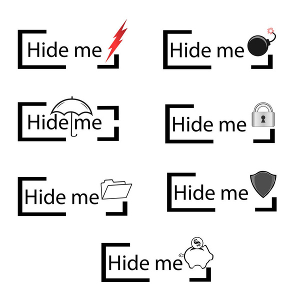 Μήνυμα "Κρύψε με". Σύνολο εικονιδίων όπως μηνύματα, απόκρυψη, κλειδωμένο, προστατευμένο, web interface επεξεργάσιμο πακέτο εικονιδίων - Διάνυσμα, εικόνα