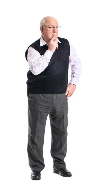 Portrait of elderly man on white background - Foto, Imagen