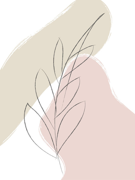 Botanical sketch. Modern floral abstract illustration. Inspirational art. Trendy design. Concept print. - Vector, Image