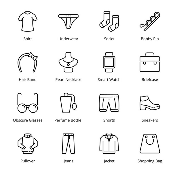 Abbigliamento e accessori Icone Outline - Vettori
  - Vettoriali, immagini