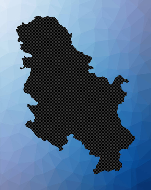 Serbia geometric map Stencil shape of Serbia in low poly style Stylish country vector - Vektör, Görsel