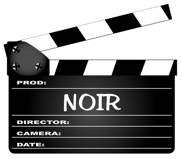 Egy tipikus film clapperboard a legenda Noir elszigetelt fehér. - Vektor, kép