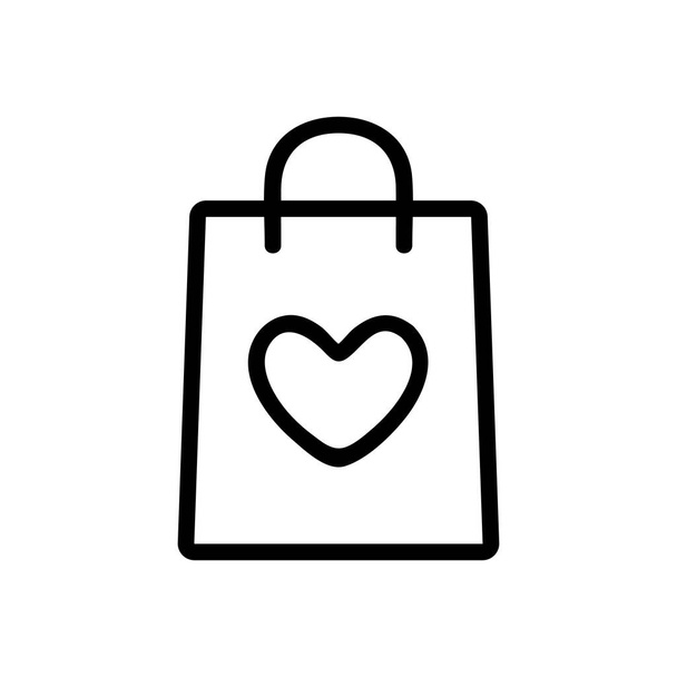 Pakket en hart icoon vector. Een dun lijnteken. Geïsoleerde contoursymbool illustratie - Vector, afbeelding