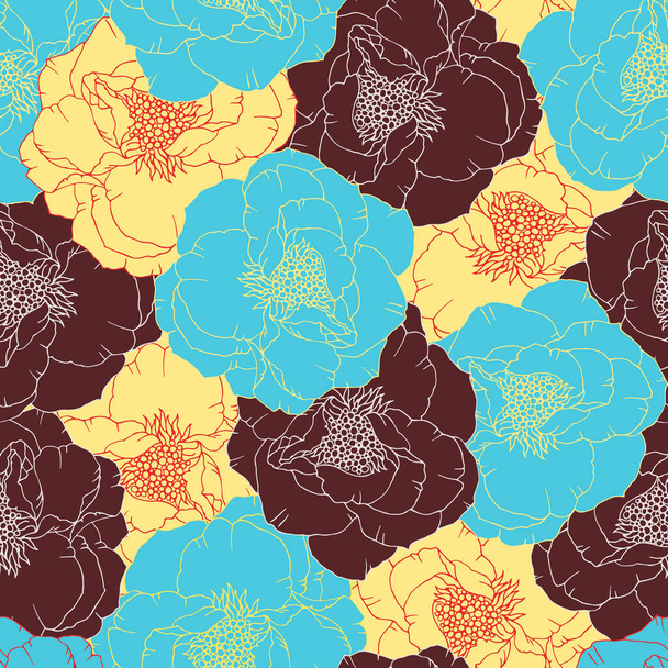 Bloemen roos hond hand getekend naadloze vector patroon voor textiel, behang. - Vector, afbeelding