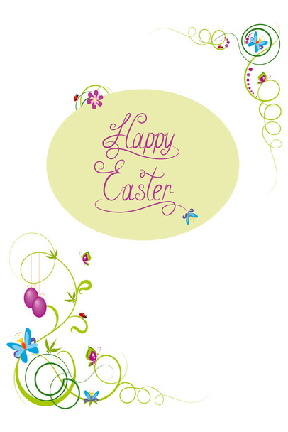 Easter background with colorful eggs and spring flowers. - Φωτογραφία, εικόνα