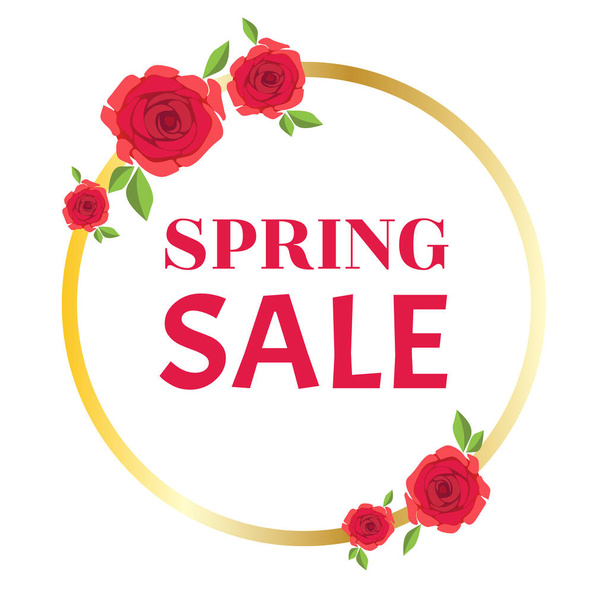 Spring sale design. Beautiful colorful illustration with floral decorative frame. - Vecteur, image