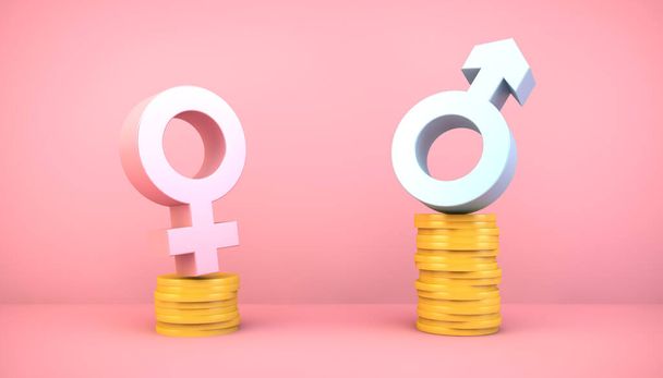 earnings gender gap concep 3d rendering - Foto, Bild