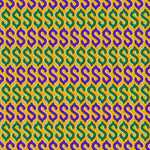 Optische illusie naadloze decoratie van dollarteken bewegend patroon. - Vector, afbeelding