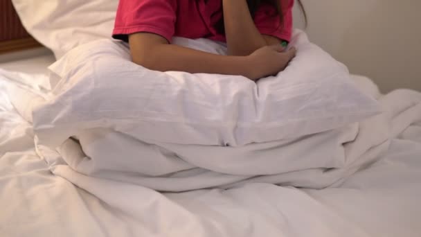 Asian woman in the bed having insomnia  at nighttime - Felvétel, videó