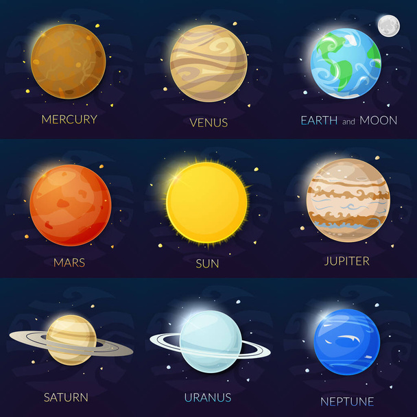 Planets of solar system and Sun, vector illustration - Vektor, obrázek