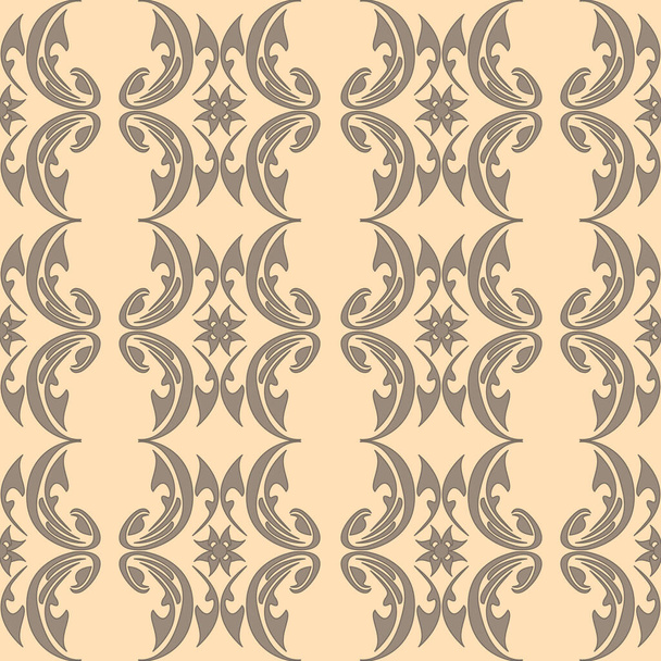 Brown seamless pattern of abstract elements on a cream background - Vecteur, image