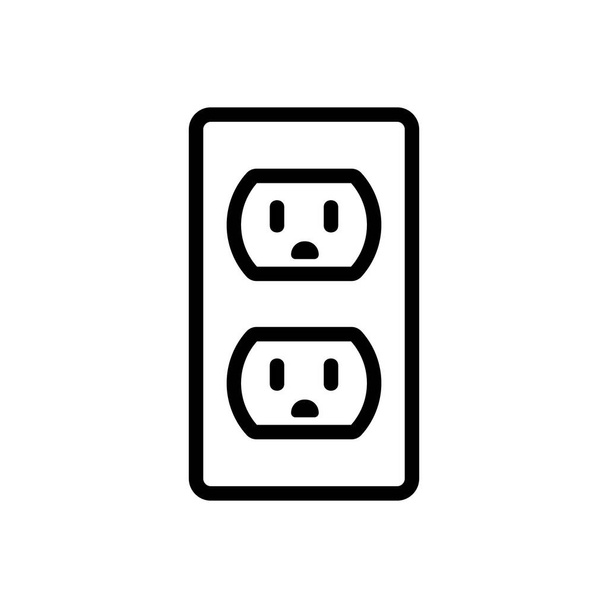Vektor ikony konektoru elektrické zásuvky. Značka tenké čáry. Izolovaný obrysový symbol ilustrace - Vektor, obrázek