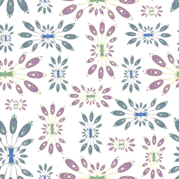 Seamless vector pattern.Fantasy flowers.Natural wallpaper, floral decoration, illustration. Home decor.Spring flowers.Can be used for printing,wrapping paper, poster,wallpaper, greetings and textiles. - Vector, Image