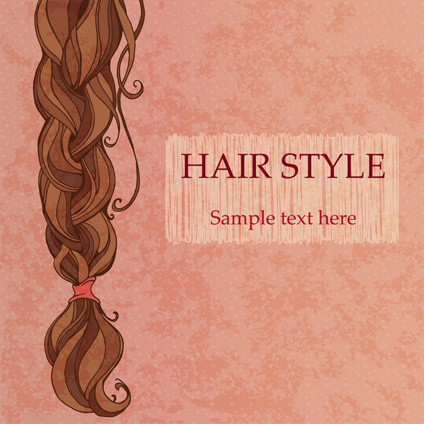 Braided brunette hair vintage style poster - Вектор,изображение