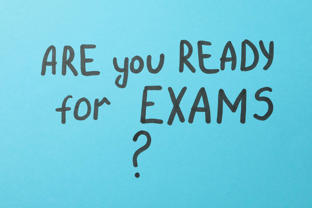 Yazı: Mavi arkaplan, üst görünüm sınavları için hazır mısınız? - Fotoğraf, Görsel