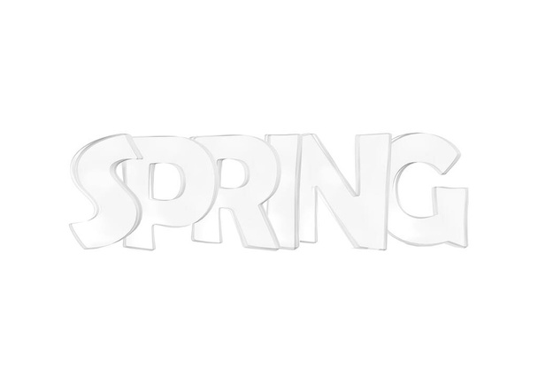 Primavera tipografia 3d renderizar isolado no fundo branco
 - Foto, Imagem