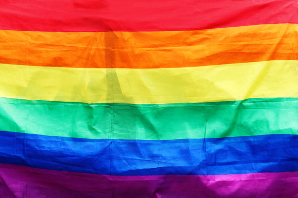 Fabric texture of the Gay LGBTQ flag rainbow colors background - Фото, зображення