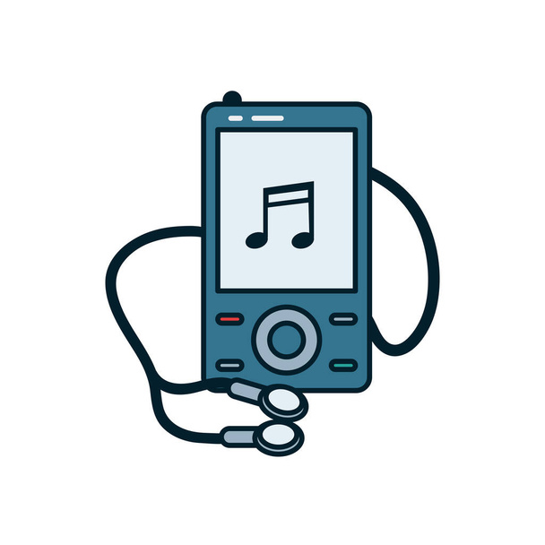music note inside mp3 with headphones line and fill style icon vector design - Vektor, obrázek