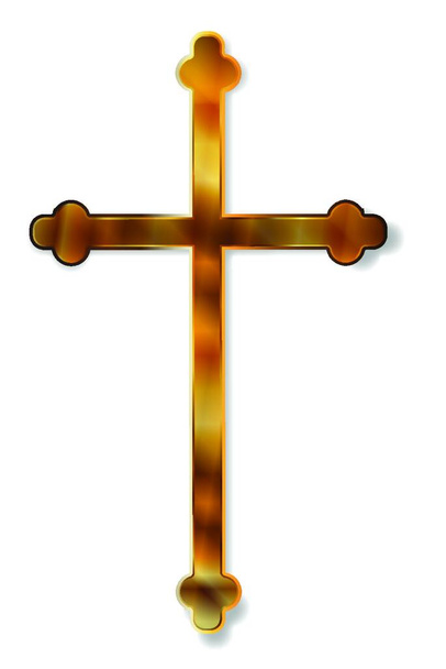 A golden crucifix set over a white background - Wektor, obraz