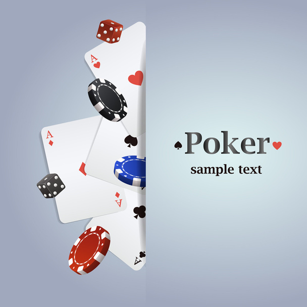 Vector poker background with playing cards, chips and dices - Vector, Image