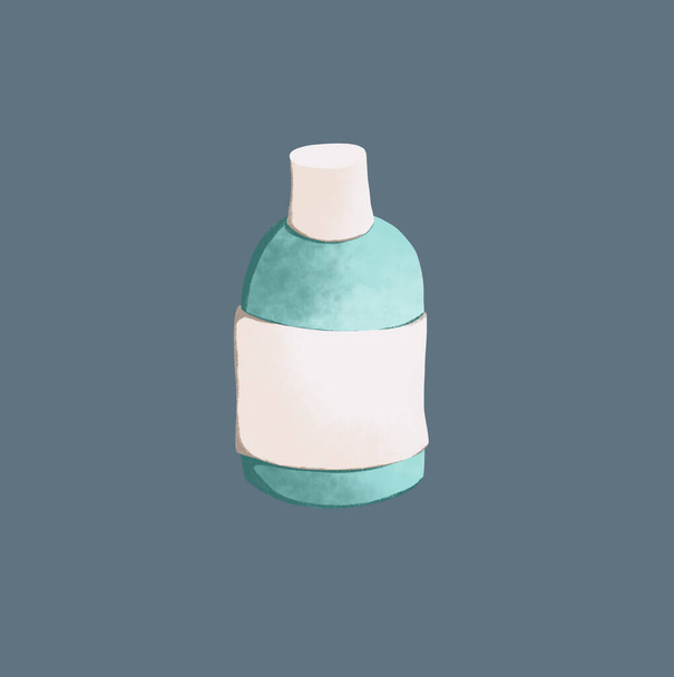 Digital illustration simple daily dental care. Mouthwash dental. Print for posters, stickers, packaging. - Фото, изображение