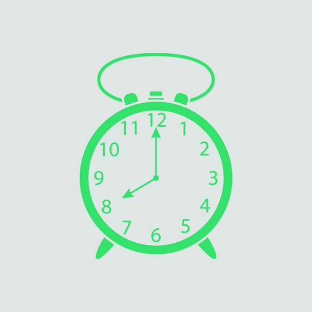 Alarm clock icon. Gray background with green. Vector illustration. - Vector, Image