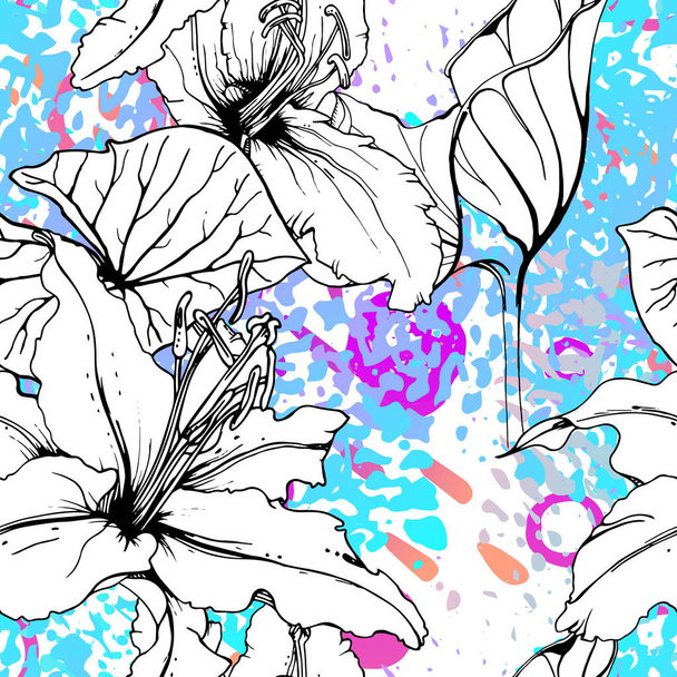Artistic Floral Seamless Pattern. Vector print - Vektori, kuva