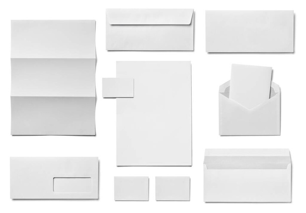 коллекция различных белых бизнес-шаблонов печати на белом фоне. каждого расстреливают по отдельности - Фото, изображение