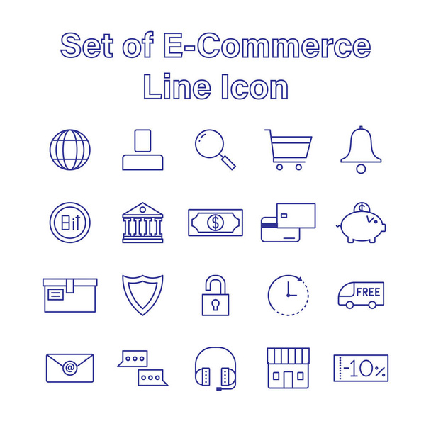 Σύνολο των εικονίδιο γραμμής E-Commerce επεξεργάσιμο εγκεφαλικό επεισόδιο - Διάνυσμα, εικόνα