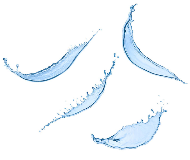 coleção de vários salpicos de água no fundo branco. cada um é baleado separadamente - Foto, Imagem
