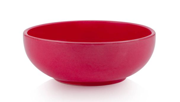 red ceramic bowl isolated on white background - Photo, Image