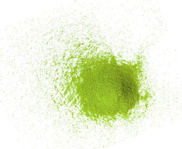 matcha groene thee poeder op witte achtergrond - Foto, afbeelding