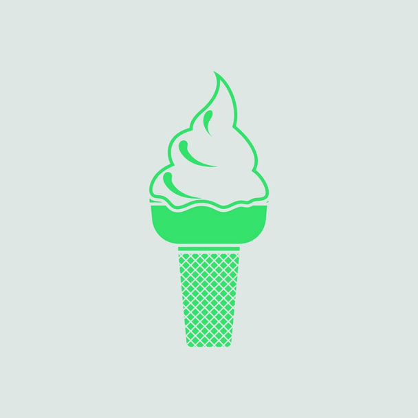 Ice cream icon. Gray background with green. Vector illustration. - Vetor, Imagem