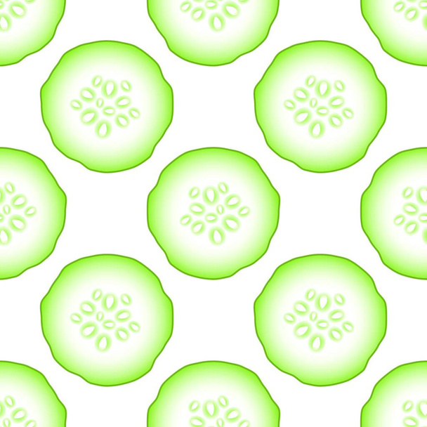Set of Fresh Green Cucumbers Seamless Pattern Isolated on White Background - ベクター画像