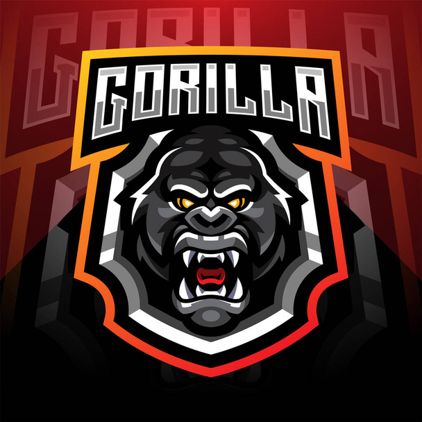 Gorilla επικεφαλής esport μασκότ λογότυπο desain - Διάνυσμα, εικόνα