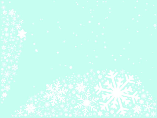 An array of christmas snowflakes on a light blue background. - Vektor, Bild
