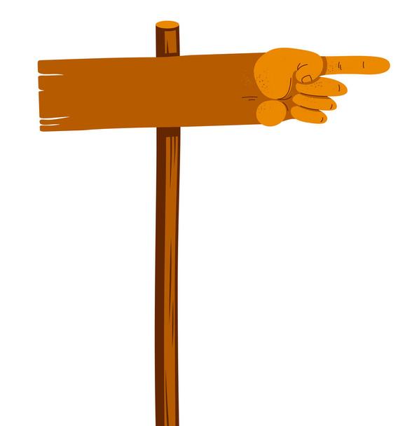 Signe de direction du pointeur de route en forme de main humaine avec illustration vectorielle du doigt pointeur, bande dessinée humoristique isolée sur blanc
. - Vecteur, image