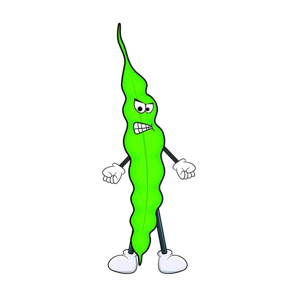 cartoon green pea  angry mad isolated on white background. - Вектор, зображення