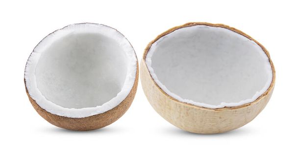  young coconut nuts isolated on white background. Full depth of field - Photo, Image