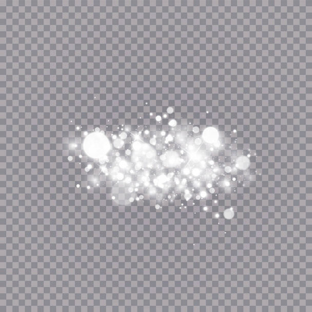 Светящийся световой эффект со множеством блестящих частиц, выделенных на прозрачном фоне. Векторное звездное облако с пылью. Волшебное рождественское украшение - Вектор,изображение