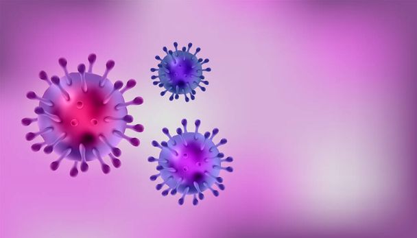 Coronavirus 2019-nCov novel coronavirus, Coronaviruses 3d realistic vector ασιατικό ξέσπασμα γρίπης και πανδημία γρίπης wuhan ιό. μικροσκόπιο. Ιδανικό για πανό, φόντο. Εικονογράφηση διανύσματος eps10 - Διάνυσμα, εικόνα