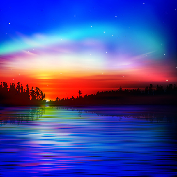 abstracte aard achtergrond met zonsopgang - Vector, afbeelding