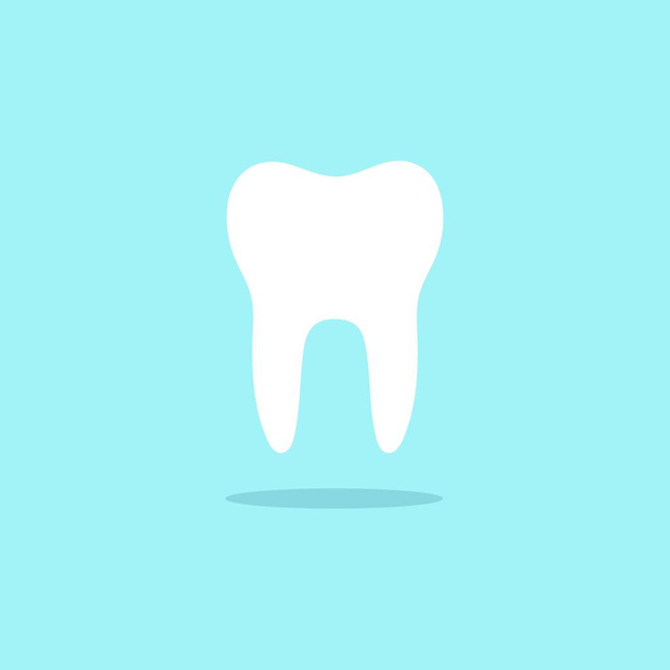 Tooth flat icon with shade on a blue background. Vector illustration - Διάνυσμα, εικόνα