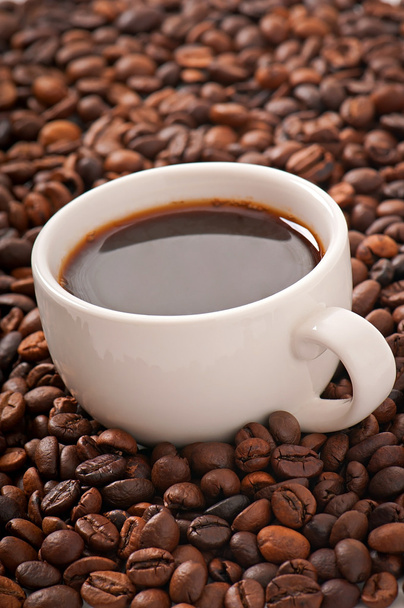 grains de café avec tasse blanche
 - Photo, image