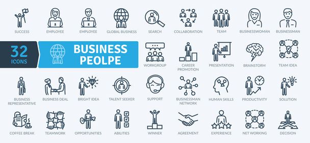 Business People Icons Pack. Thin line icons set. Flaticon collection set. Simple vector icons - Vector, Image