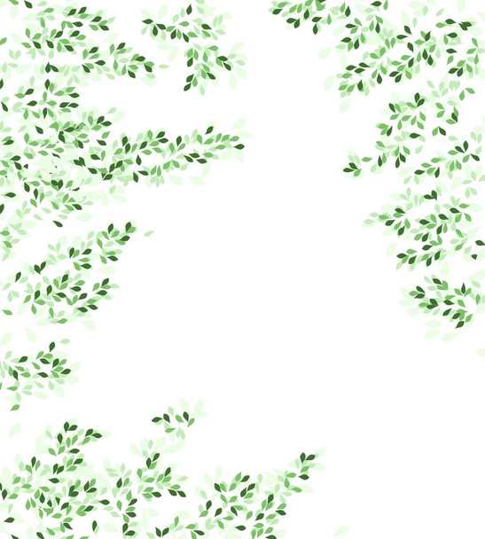 Vector illustration of green leaves. Background with branches and leaves, place for text - Διάνυσμα, εικόνα