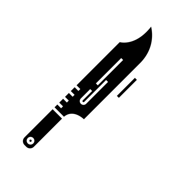 Sporting knife black icon, concept illustration, vector flat symbol, glyph sign. - Vektor, kép